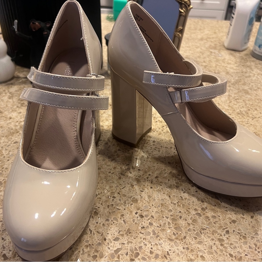 Limelight Cream Patent Mary Jane Heels